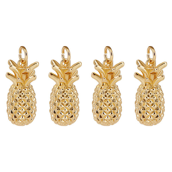 

PandaHall CREATCABIN 10Pcs Brass Pendants, with Jump Ring, Cadmium Free & Lead Free, Pineapple, Real 18K Gold Plated, 24x9mm, Hole: 3.5mm...