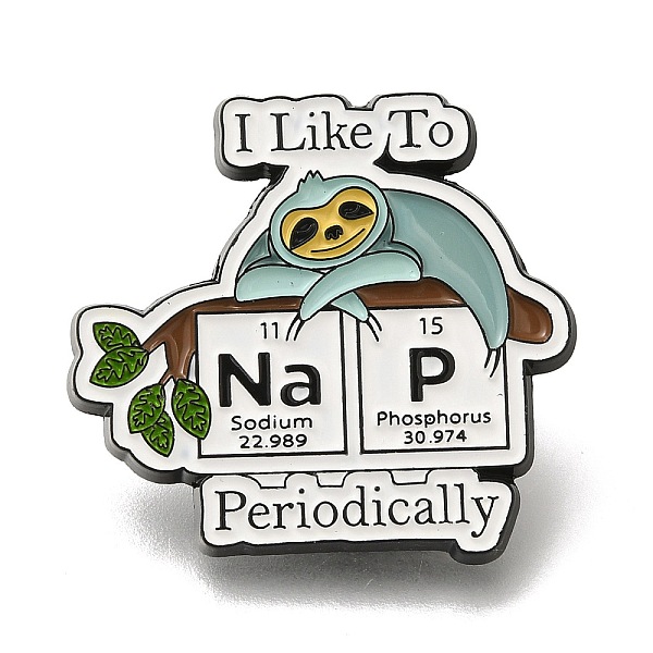 

PandaHall Chemistry Theme Safety Sloth Chemistry Nap, I Like Personality Enamel Pins, Black Alloy Badge for Suit Shirt Collar, Word...