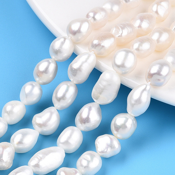 

PandaHall Natural Cultured Freshwater Pearl Beads Strands, Baroque Pearls Keshi Pearl Beads, Two Sides Polished, Seashell Color...