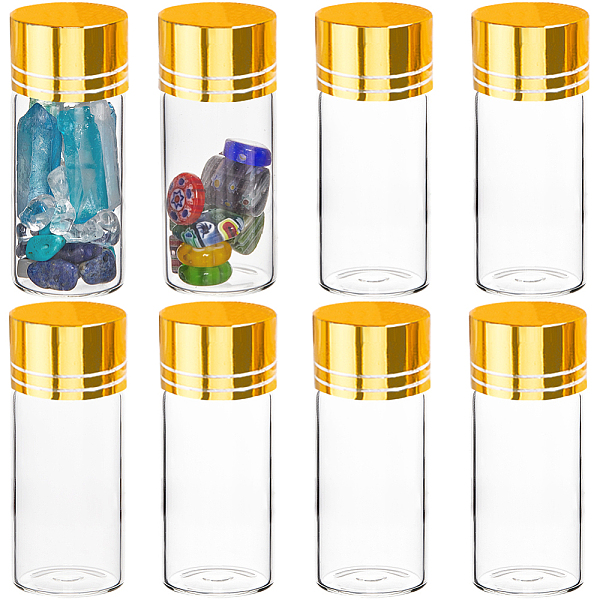 

PandaHall SUNNYCLUE 40Pcs Clear Glass Bottles Bead Containers, Screw Top Bead Storage Tubes with Aluminum Cap, Column, Golden, 2.2x5cm...