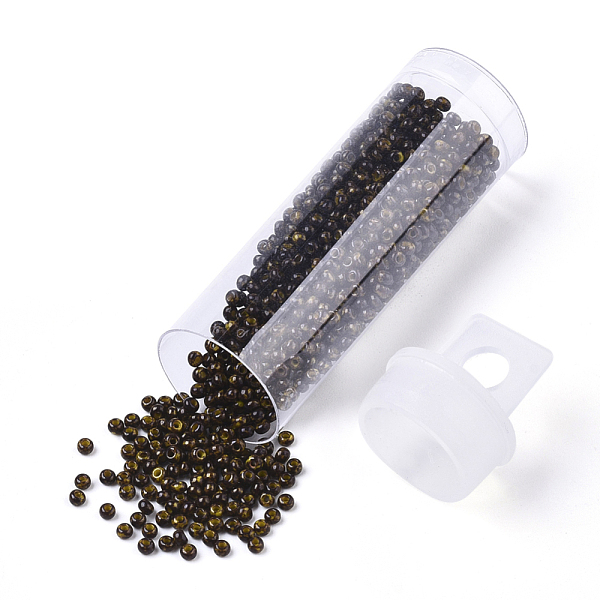 

PandaHall Czech Glass Beads, Round Glass Seed Beads, Baking Paint Style, Dark Olive Green, 11/0, 2x1.2mm, Hole: 0.7mm, about 10g/bottle...