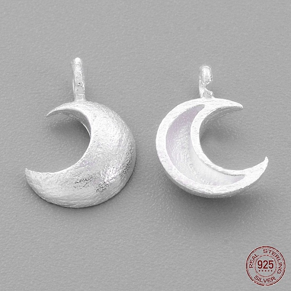

PandaHall Sterling Silver Charms, Moon, Matte Silver, 10x7x2mm, Hole: 1mm Sterling Silver Moon