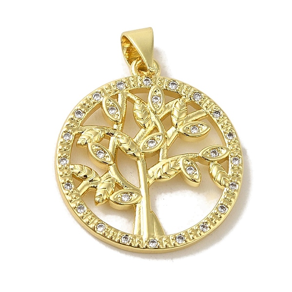 

PandaHall Brass Micro Pave Cubic Zirconia Pendants, Real 18K Gold Plated, Round with Tree of Life, Real 18K Gold Plated, 23x20.5x2.5mm, Hole..., Clear