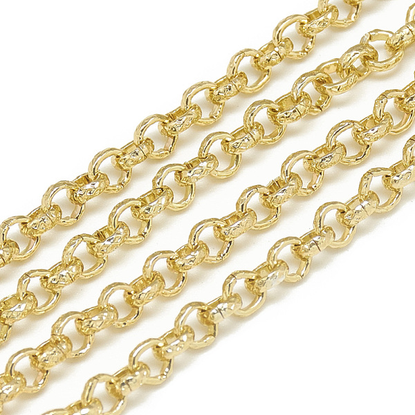 

PandaHall Aluminum Rolo Chains, Belcher Chains, Textured, Unwelded, Pale Goldenrod, 3.6x1.4mm Aluminum Yellow