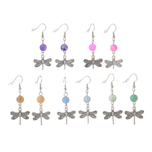 

PandaHall Natural Weathered Agate Dangle Earrings, Tibetan Style Alloy Pendant Dangle Earring for Women, with Brass Earring Hooks, Mixed..., Multicolor