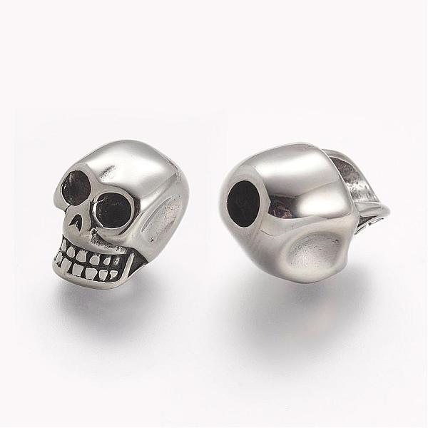 

PandaHall 304 Stainless Steel Beads, Skull, Large Hole Beads, Antique Silver, 18x11.5x13mm, Hole: 4mm 304 Stainless Steel Skull
