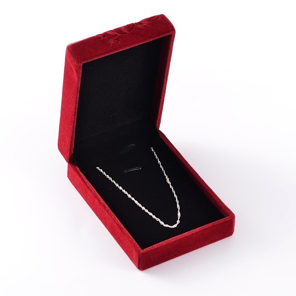 

PandaHall Rectangle Velvet Necklace Boxes, Jewelry Boxes, Flower Pattern, Red, 10.1x7.1x3.6cm Velvet Rectangle Red