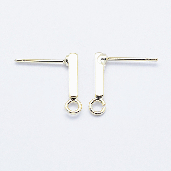 

PandaHall Long-Lasting Plated Brass Stud Earring Findings, with Loop, Real 18K Gold Plated, Nickel Free, Rectangle, 14x2x2mm, Hole: 1.5mm...