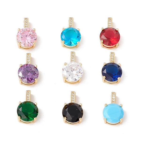 

PandaHall Brass Cubic Zirconia Pendants, Real 18K Gold Plated Findings, Lead Free & Cadmium Free, Flat Round, Mixed Color, 16x10x6mm, Hole..., Multicolor