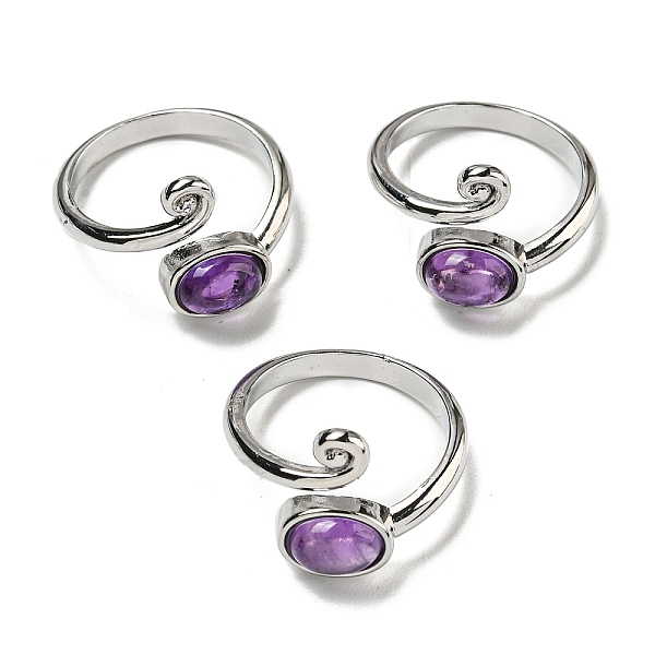 

PandaHall Natural Amethyst Adjustable Rings, with Platinum Brass Findings, Long-Lasting Plated, Jewely for Women, Oval, Adjustable Amethyst...