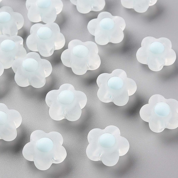

PandaHall Transparent Acrylic Beads, Frosted, Bead in Bead, Flower, Light Blue, 16.5x17x9.5mm, Hole: 2.5mm, about 390pcs/500g Acrylic Flower