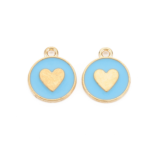 

PandaHall Alloy Enamel Pendants, Cadmium Free & Lead Free, Light Gold, Flat Round with Heart, Mixed Color, 16x13x2mm, Hole: 1.6mm..., Multicolor