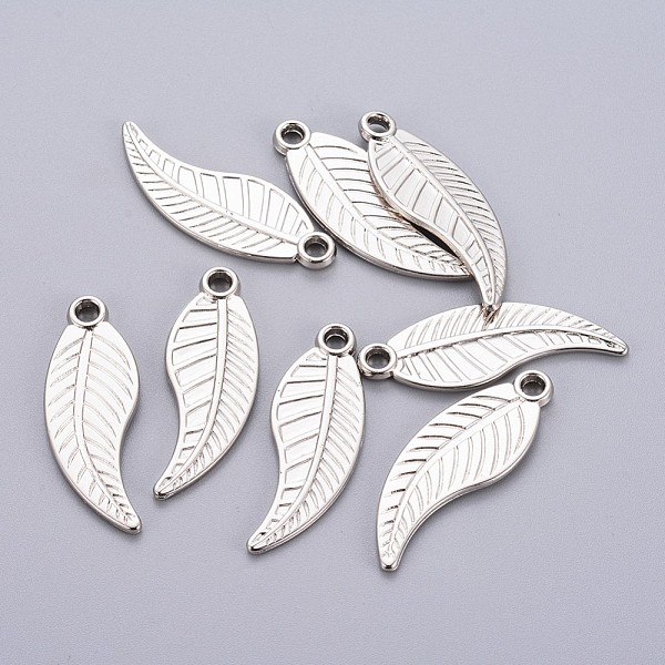

PandaHall CCB Plastic Pendants, Leaf, Platinum, 39.5x14x2mm, Hole: 2.5~3mm Plastic Leaf