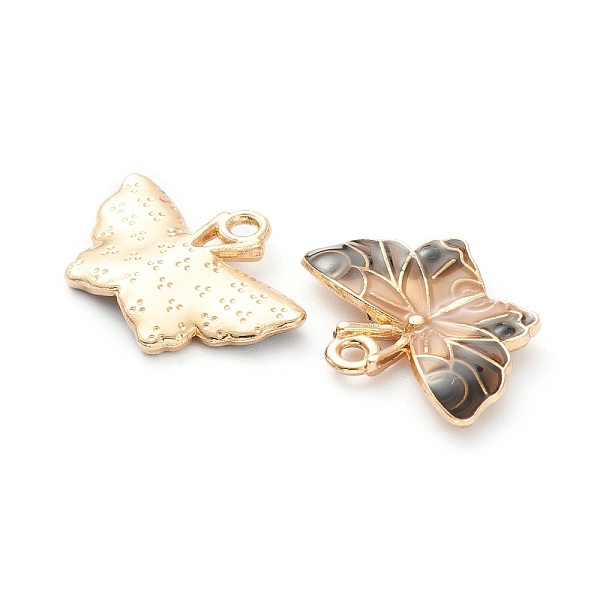 

PandaHall Alloy Enamel Pendants, Jewelry Accessory, Light Gold, Butterfly, Saddle Brown, 15x21.5x3mm, Hole: 1.6mm Alloy+Enamel Butterfly