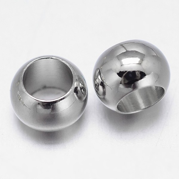 

PandaHall Brass European Beads, Large Hole Beads, Rondelle, Platinum, 7x5mm, Hole: 4mm Brass Rondelle