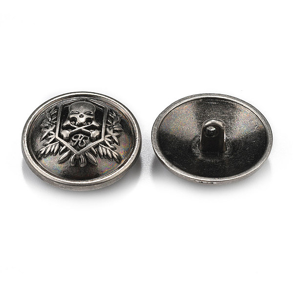 

PandaHall 1-Hole Zinc Alloy Shank Buttons, Flat Round with Skull, Gunmetal, 24.5x11.5mm, Hole: 2mm Alloy Flat Round