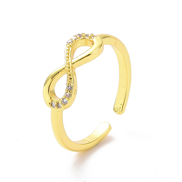 

PandaHall Clear Cubic Zirconia Infinity Open Cuff Ring, Brass Jewelry for Valentine's Day, Golden, US Size 7 1/4(17.5mm) Brass+Cubic...