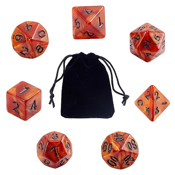 PandaHall GORGECRAFT 7 Piece Polyhedral DND Dice Set with Pouch for D & D RPG Dungeon and Dragons Table Board Roll Playing Games (Brown)...