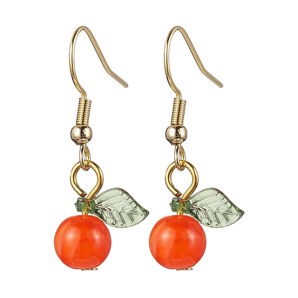 

PandaHall Acrylic Dangle Earrings, with 304 Stainless Steel Earring Hooks, Round with Leaf, Red, 32.5x12.5mm Acrylic Round Red