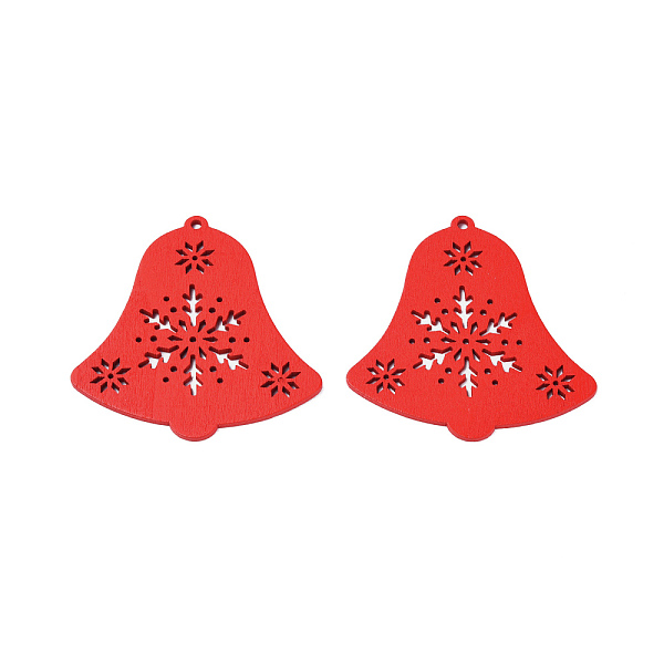 

PandaHall Christmas Theme Spray Painted Wood Big Pendants, Christmas Bell Charm with Hollow Snowflake, Red, 66x64.5x2mm, Hole: 3mm Wood Bell...