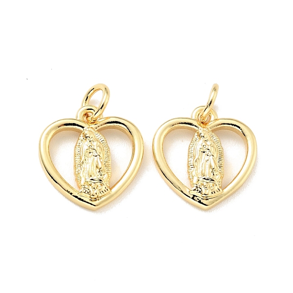 

PandaHall Eco-friendly Brass Pendants, with Jump Ring, Cadmium Free & Lead Free, Heart with Saint, Real 18K Gold Plated, 13x12.5x2.7mm, Hole...