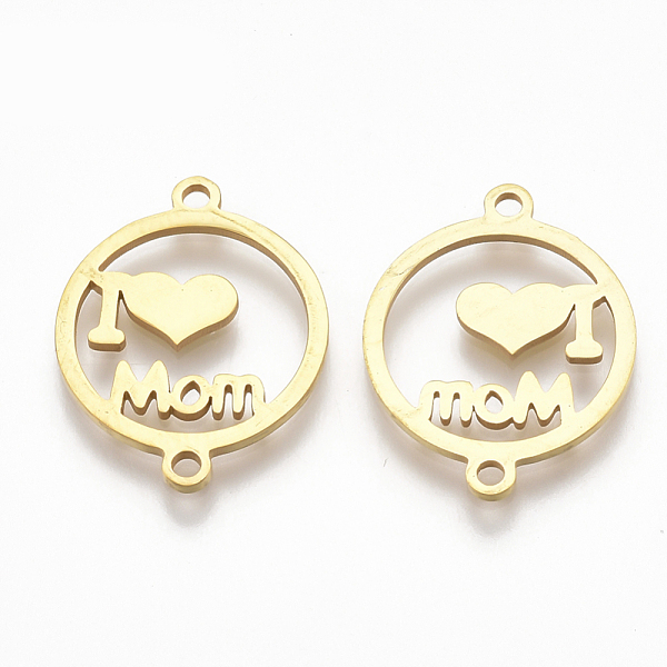 

PandaHall 201 Stainless Steel Links connectors, Laser Cut Links, Flat Round with Word MOM, Golden, 19x15x1mm, Hole: 1mm 201 Stainless Steel...