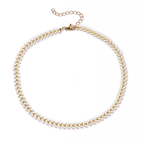 

PandaHall Brass Enamel Cobs Chain Necklaces, with 304 Stainless Steel Lobster Claw Clasps, White, Real 18K Gold Plated, 14 inch(35.4cm)...