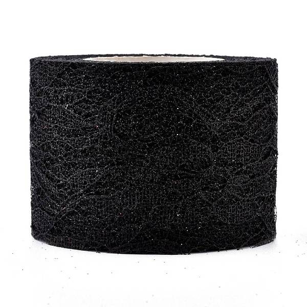 

PandaHall Sparkle Lace Fabric Ribbons, with Glitter Powder, for Wedding Party Decoration, Skirts Decoration Making, Black, 2 inch(5cm), 10...