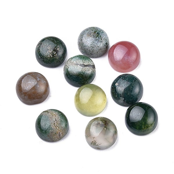 

PandaHall Natural Indian Agate Cabochons, Half Round, 8x3.5~4mm Indian Agate Half Round