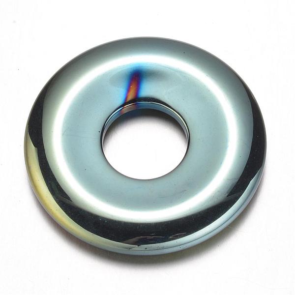 

PandaHall Electroplate Non-magnetic Synthetic Hematite Pendants, Donut/Pi Disc, Green Plated, Donut Width: 13.5mm, 41x5.5mm, Hole: 14mm...