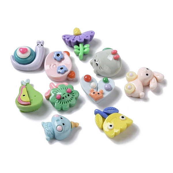 

PandaHall Flower/Snail/Rabbit Funny Cartoon Opaque Resin Decoden Cabochons, Mixed Shapes, Mixed Color, 14~19x12~17x5.5~8mm Resin Mixed..., Multicolor