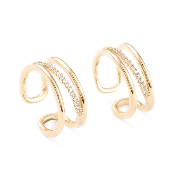 

PandaHall Brass Micro Pave Clear Cubic Zirconia Cuff Rings, Open Rings, Long-Lasting Plated, Real 18K Gold Plated, Size 6, Inner Diameter...