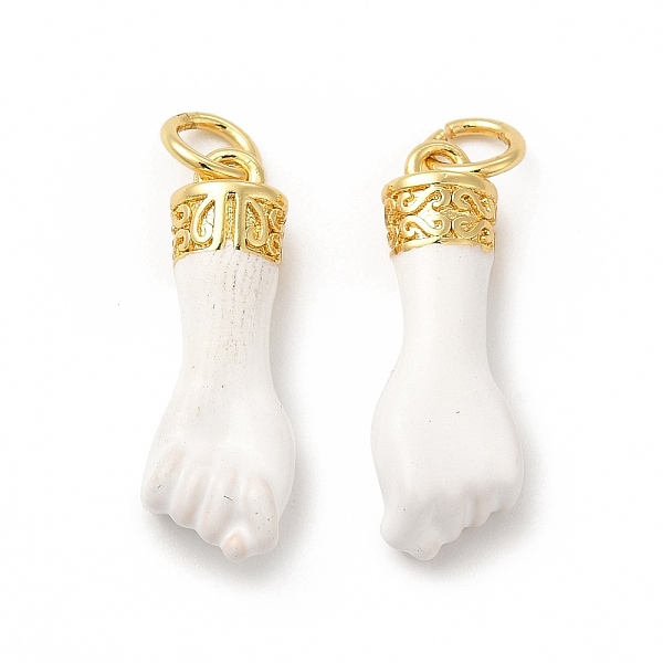 

PandaHall Eco-Friendly Rack Plating Brass Enamel Pendants, Long-Lasting Plated, Real 18K Gold Plated, with Jump Ring, Hand Charm, White...