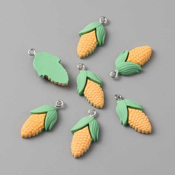 

PandaHall Opaque Resin Pendants, Corn Charm, with Platinum Tone Alloy Loops, Gold, 26.5x13.5x5.5mm, Hole: 2mm Alloy+Resin Vegetables Gold