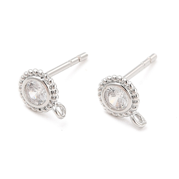 

PandaHall Brass Micro Pave Cubic Zirconia Stud Earring Findings, with Vertical Loops, Flat Round, Cadmium Free & Lead Free, Platinum..., Clear