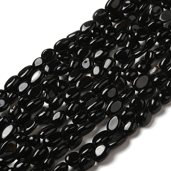 

PandaHall Natural Obsidian Beads Strands, Nuggets, 8x6x4mm,Hole:1mm Obsidian Nuggets