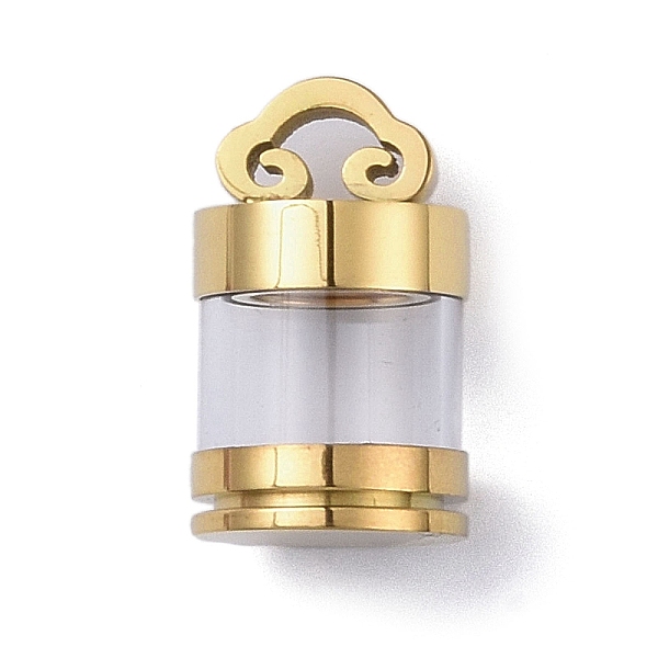 

PandaHall 304 Stainless Steel Pendants, with Glass, Column, Golden, 21x12.5mm, Hole: 4x3.5mm Stainless Steel+Glass Column