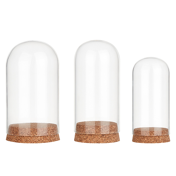 

PandaHall 3 Sets Mini Glass Dome, Eternal Flower Glass Display Dome Cloche 3 Sizes Glass Display with Cork Stoppers Half Round Clear Glass...