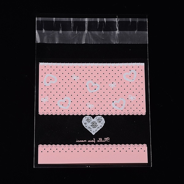 

PandaHall Rectangle OPP Cellophane Bags, with Heart Pattern, Pearl Pink, 10x6.9cm, Unilateral Thickness: 0.035mm, Inner Measure: 7x6.9cm...