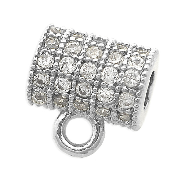

PandaHall Brass Micro Pave Clear Cubic Zirconia Tube Bails, Loop Bails, Cadmium Free & Nickel Free & Lead Free, Column, Platinum, 8x7x5.5mm...