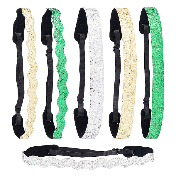 

PandaHall AHADERMAKER 6Pcs 6 Colors Glitter Cloth Hair Bands, Adjustable Wide Hair Accessories for Women, Mixed Color, 570x20x1mm, 1pc/color..., Multicolor