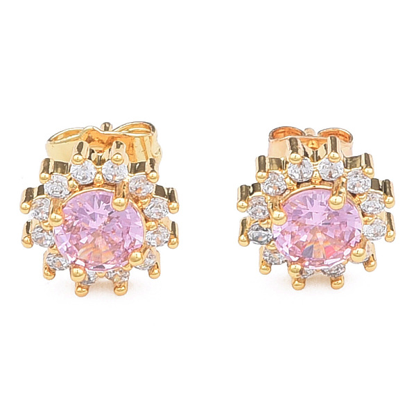 

PandaHall Cubic Zirconia Flower Stud Earrings, Golden Brass Jewelry for Women, Nickel Free, Pearl Pink, 11x11mm, Pin: 0.7mm Cubic Zirconia...