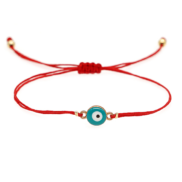 

PandaHall Alloy Evil Eye Link Bracelet, Braided Adjustable Lucky Bracelet, Deep Sky Blue, 11 inch(28cm) Alloy Evil Eye