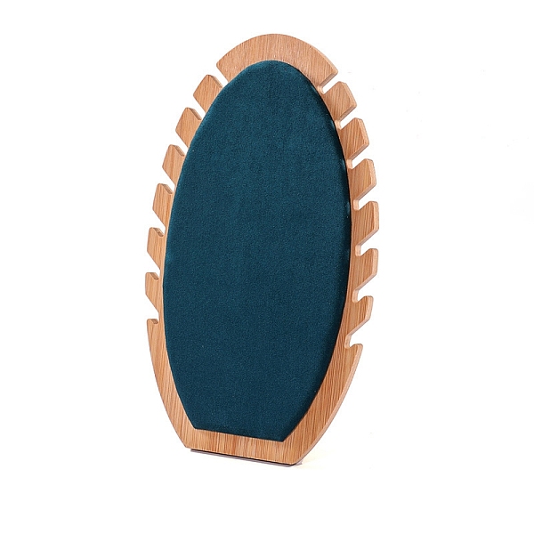

PandaHall Velvet and Bamboo Necklaces Display Rack, Jewelry Stands For Hanging Necklaces, Teal, 7x16x26cm Velvet Cyan