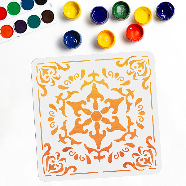 

PandaHall PET Hollow Out Drawing Painting Stencils, for DIY Scrapbook, Photo Album, Floral Pattern, 300x300mm Plastic Flower