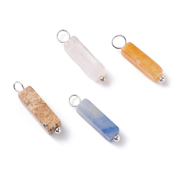 

PandaHall Natural Mixed Gemstone Pendants, with Platinum Tone Copper Loops, Rectangle, Platinum, 18.5~20x4~5x4~5mm, Hole: 2.5~3.5mm Mixed..., Multicolor