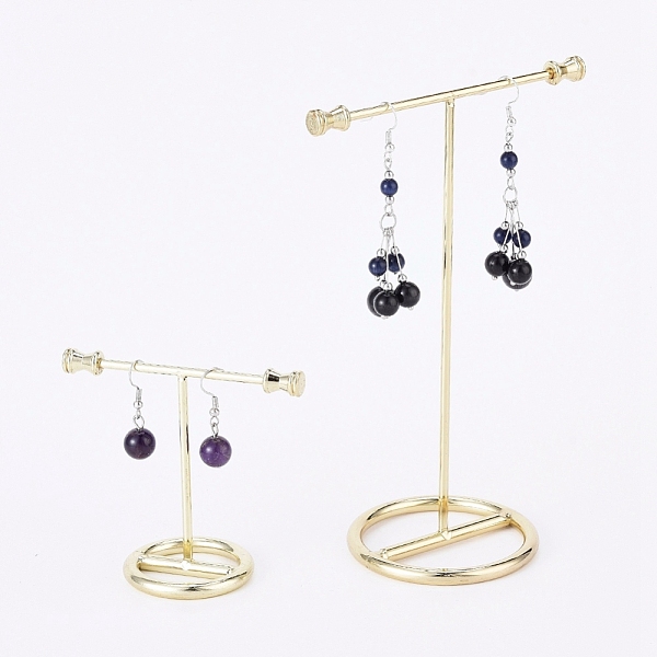

PandaHall Iron T- Shape Earring Display Stand, for Hanging Dangle Earring, Golden, 7cm and 15.1cm, 2pcs/set Iron