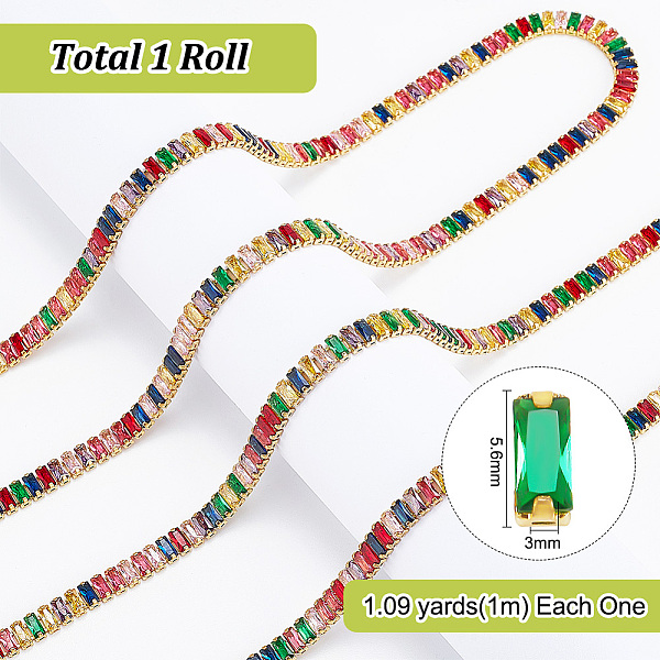 

PandaHall Brass Rhinestone Strass Chains, Rhinestone Cup Chain, Colorful, 5.6x3mm Brass+Rhinestone Multicolor