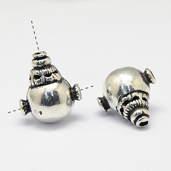 

PandaHall 3-Hole Calabash Brass Beads for Buddha, T-Drilled Beads, Nickel Free, Antique Silver, 17x15x11mm, Hole: 1~2mm Brass Others