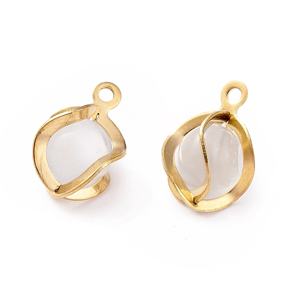 

PandaHall Cat Eye Pendants, with 304 Stainless Steel Findings, Round, Golden, 11.5x8x7mm, Hole: 1mm Stainless Steel+Cat Eye Round